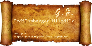Grünsberger Hilmár névjegykártya